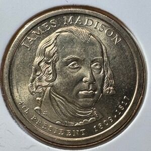 2007 D James Madison Presidential Dollar Coin About Uncirculated